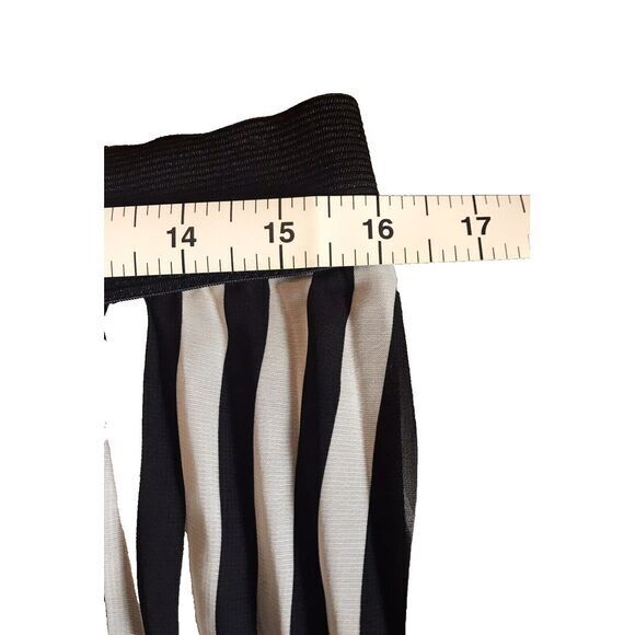 Vintag Lavish Woman's Striped Vertical Pleated Black and White Midi Skirt Size L - Picture 6 of 7